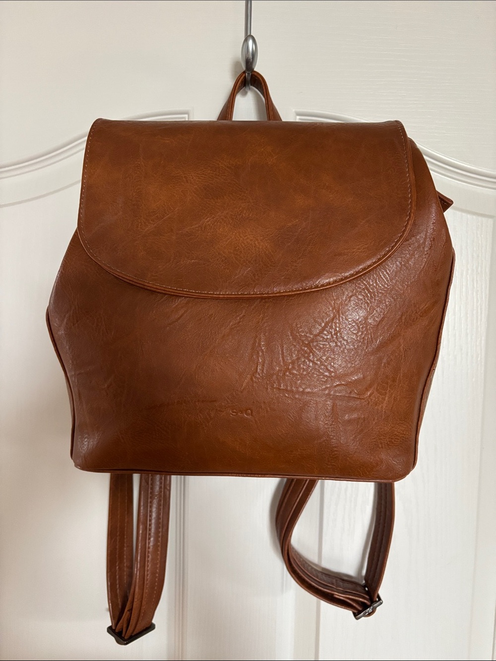 Classic Tan Faux-Leather Backpack